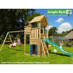 Hřiště Jungle Palace se skluzavkou, modulem Playhouse a houpačkami 2-Swing X´tra